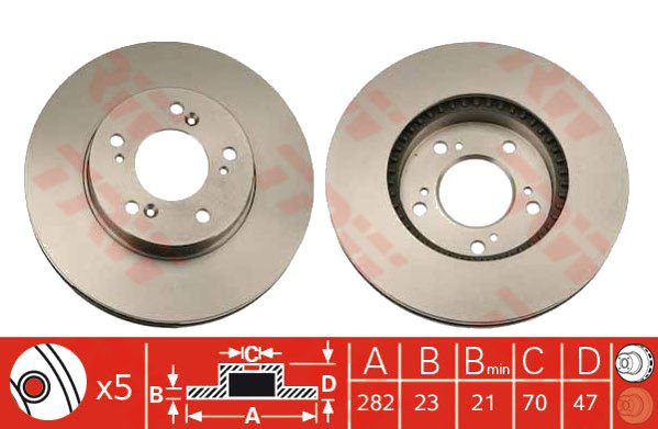FREN DISKI ON CRV 95-02 / HRV 99- / PRELUDE 96-00 / INTEGRA 92-01 282mm   5 BIJON 45251-SZ3-E00