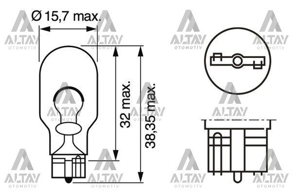 AMPÜL ECO 12V BÜYÜK DİPSİZ 16W / W16W SİNYAL VE FREN AMPÜLÜ DİPSİZ