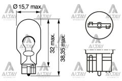 AMPÜL ECO 12V BÜYÜK DİPSİZ 16W / W16W SİNYAL VE FREN AMPÜLÜ DİPSİZ