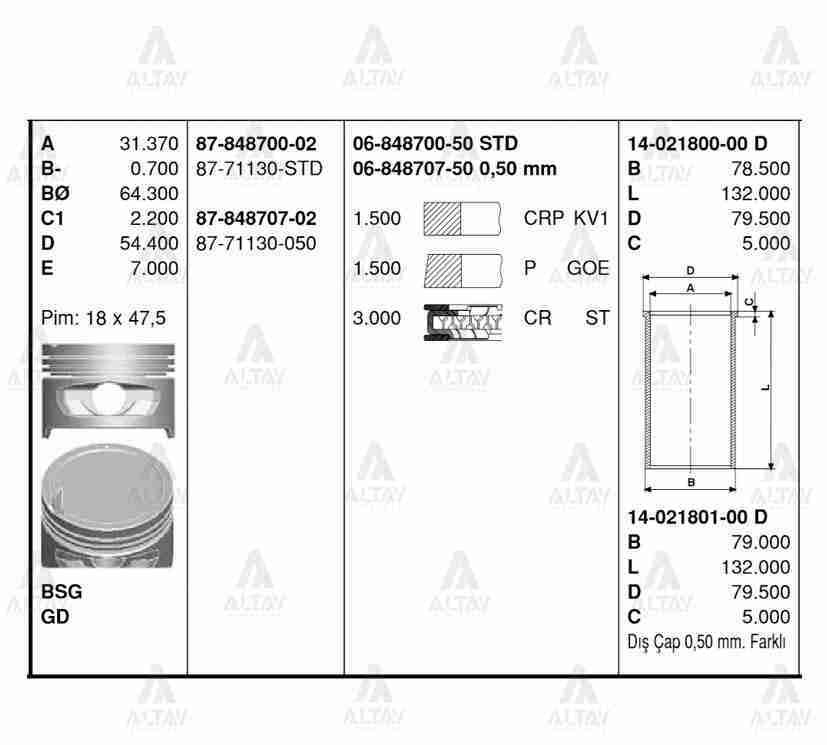 Segman Accent  95-00 1.5 / 75.50Mm / Std 684870050