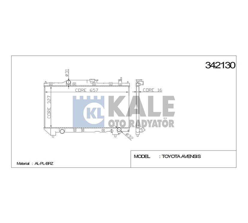 Radyatör Su Avensıs  98-00 (Mt) Brazıng 1640003180