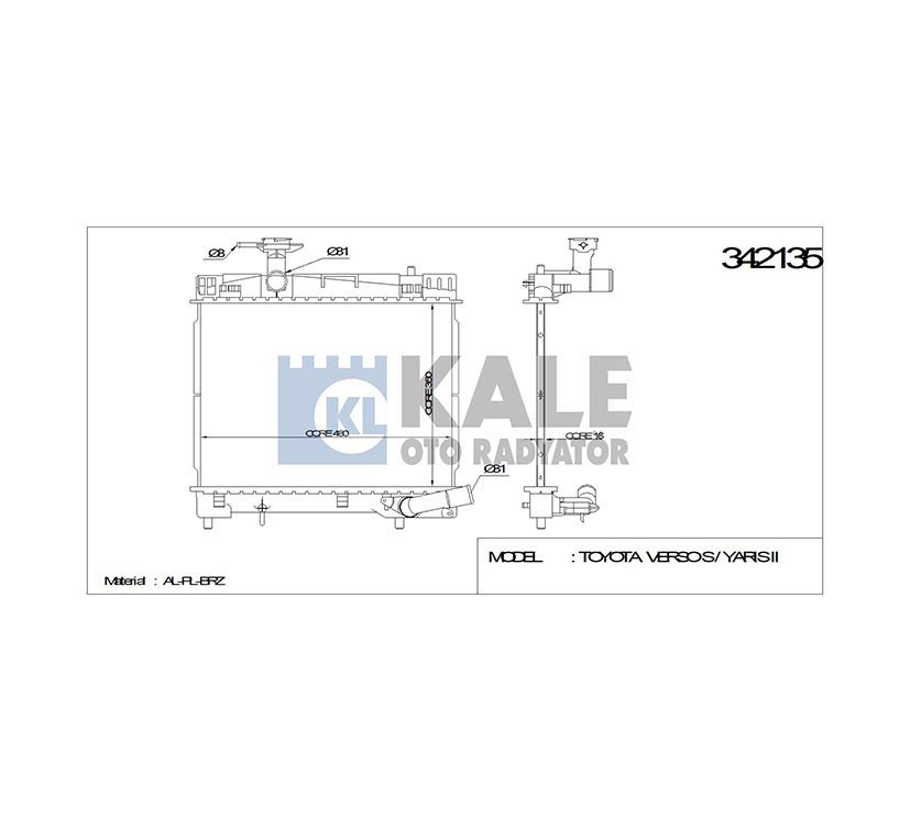 Radyatör Su Yarıs 10-16 1.33 Benzinli 16Mm (Mt) Brazıng 164000Y060