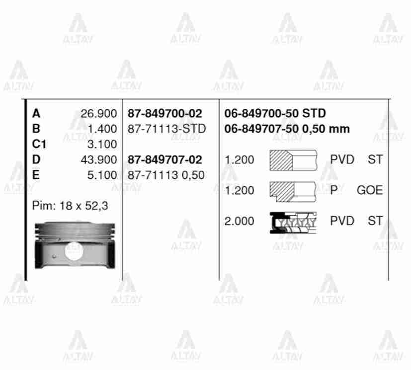 Segman Accent 11-14 Blue / I-20 12-14 / Elantra 11-16 / I-30 07-11 / Ceed 08-11 / Cerato 09-12 / Soul 11-14 / G4Fa - G4Fc - G4Fg / Benzinli Std 684970050