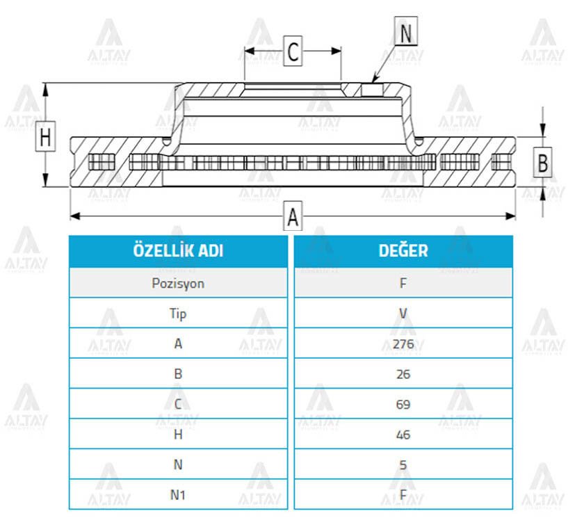 Fren Diski Lancer 08-15 / Ön Havalı 276-5 4615A115