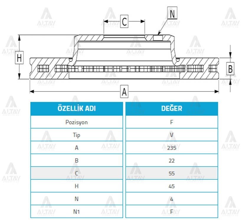 Fren Diski 323 95-98 / Famılıa 1.5 Ön Havalı 235-4 Br703325X