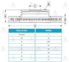 Fren Diski 323 95-98 / Famılıa 1.5 Ön Havalı 235-4 Br703325X