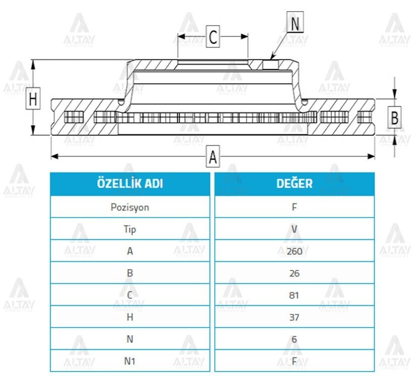 Fren Diski Skystar 03-12 D-23 / Terrano 98-07 / Pathfınder 97-04 / Ön Havalı 260-6 4020609G01