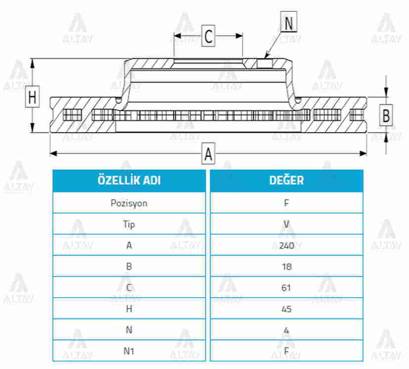 Fren Diski Sunny 90-96 / Pulsar 15-17 / Ön Havalı 240-4
