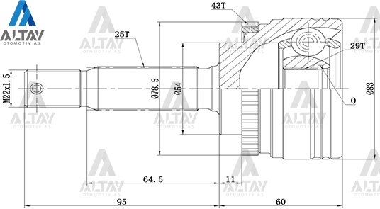 Aks Kafası Dış Carısma 96-00 / Absli 25X29X54 Mr110031