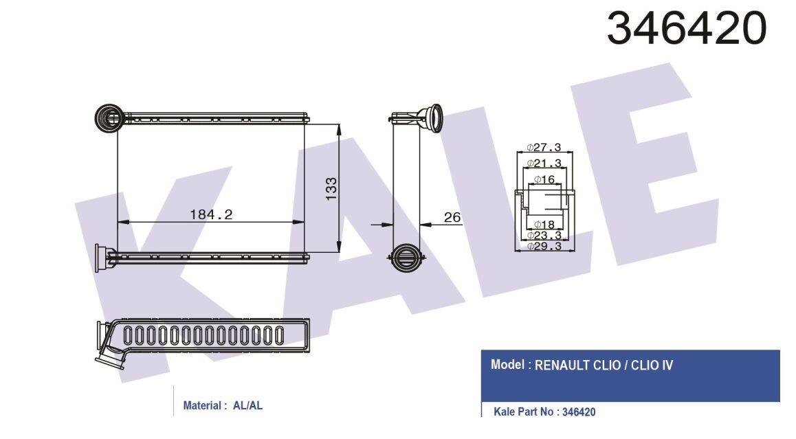 KALORİFER RADYATÖRÜ 346420 CLIO IV LOGAN II 13 > (BRAZING)
