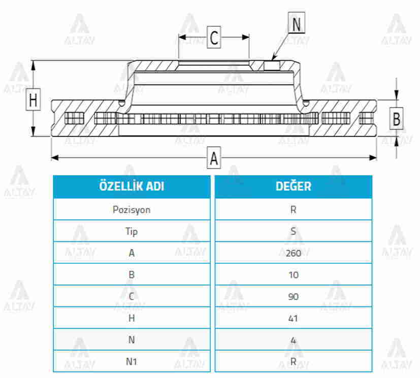 Fren Diski Carısma 96-06 / S-40 97-03 / Arka Düz 260-4 Mr913846