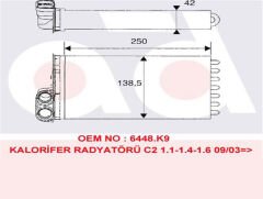 KALORİFER RADYATÖRÜ 346440 C2 C3 C3 II C3 PLURIEL 1.4 1.6 HDI 02>09 P1007 1.4 HD