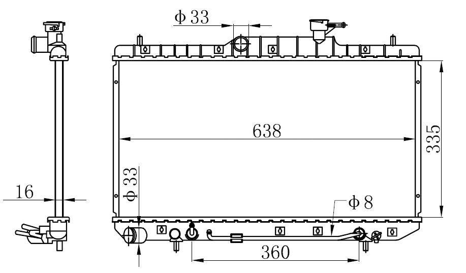 SU RADYATORU ACCENT 1.3 - 1.5 - 1.6 00-06     OTOMATIK  -  335x638x16 25310-25100