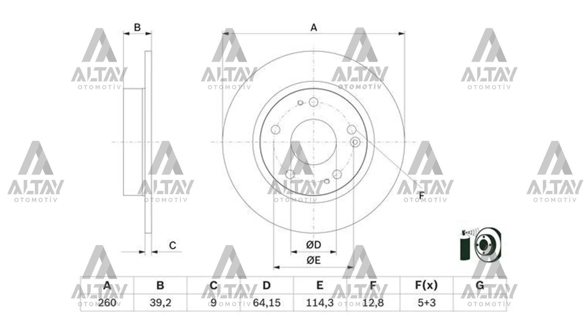 FREN DİSKİ CIVIC 16-21 FC5 / CIVIC 22=> ARKA DÜZ 1.6 İ-VTEC 125 HP / 1.5 TURBO 182 HP 260-5