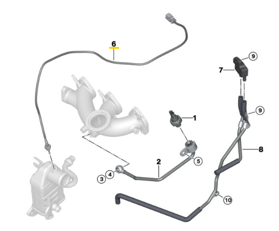 BMW F40-F45-F48 MINI F56 B37 EGR SICAKLIK SENSÖRÜ 13628591433