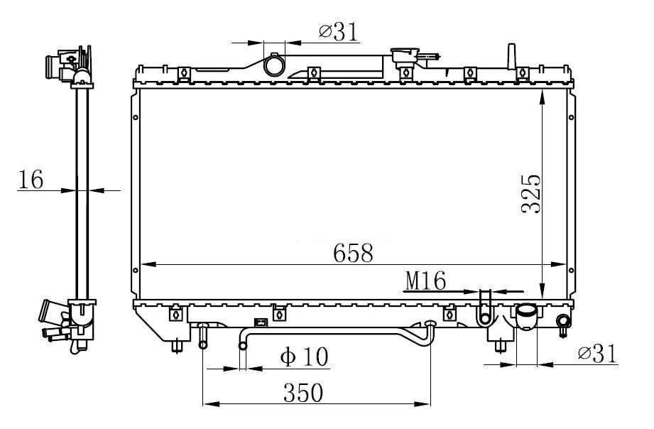 SU RADYATORU CORONA 93-98 / CARINA E    OTOMATIK  -  325x658x16 16400-74790