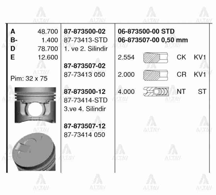 Piston Segmanlı L-200 4D56 Turbo Magnum 2-4 Std 8773414Std