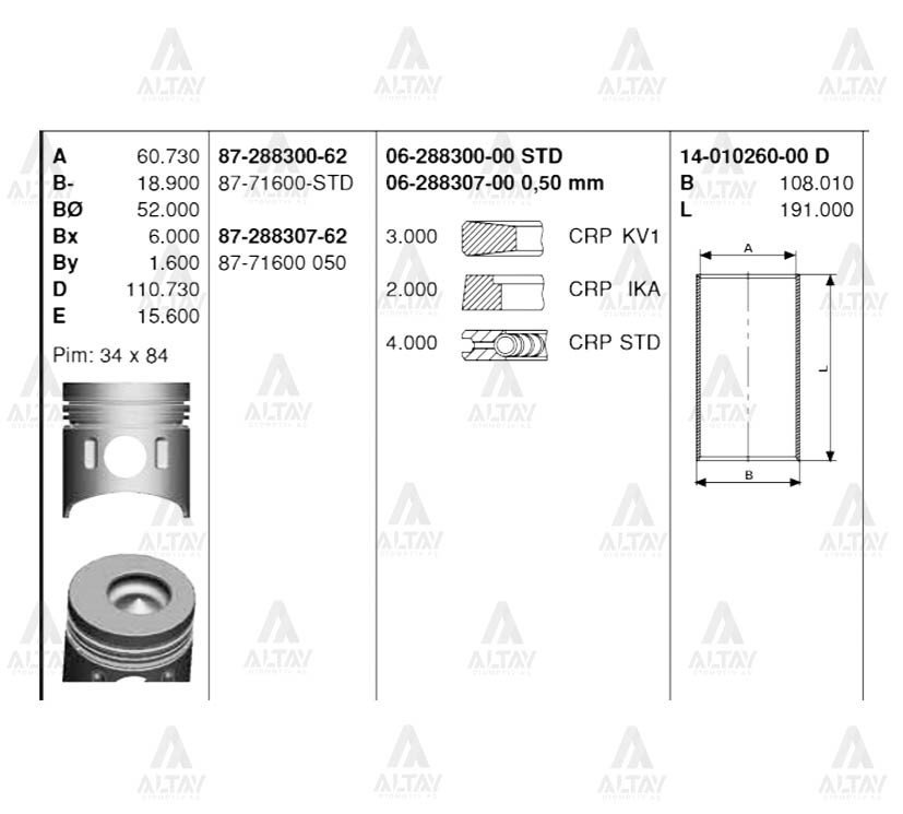 Piston Segmanlı Canter 515 / 635 0.50 8771600050
