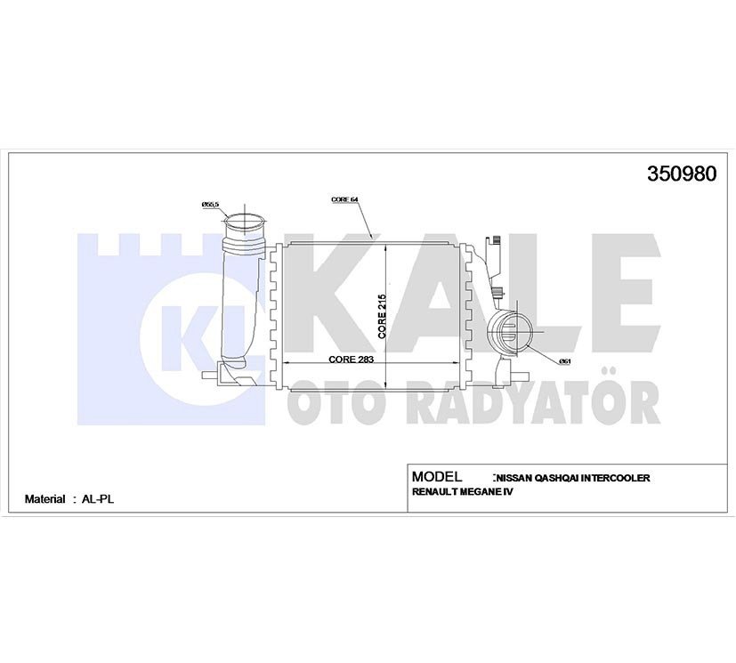 Intercooler (Ara Soğutucu) Qashqaı 14=> 1.5 Dcı / X-Traıl 15=> / Kadjar / Scenıc / Megane / Talısman 144614Ea0A