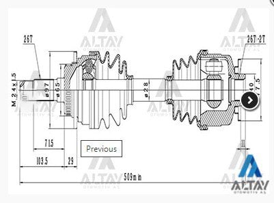 Aks Komple Ön B-2500 97-06 / Ranger 97-06 / 4X4 Sağ Absli 44 Diş 579Mm Md242560X