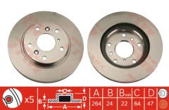 FREN DISKI ON 626 89-92    264mm    (5 BIJON) GJ553525XD - GJ253325XB - GJ553325XC - GJ553325XA -