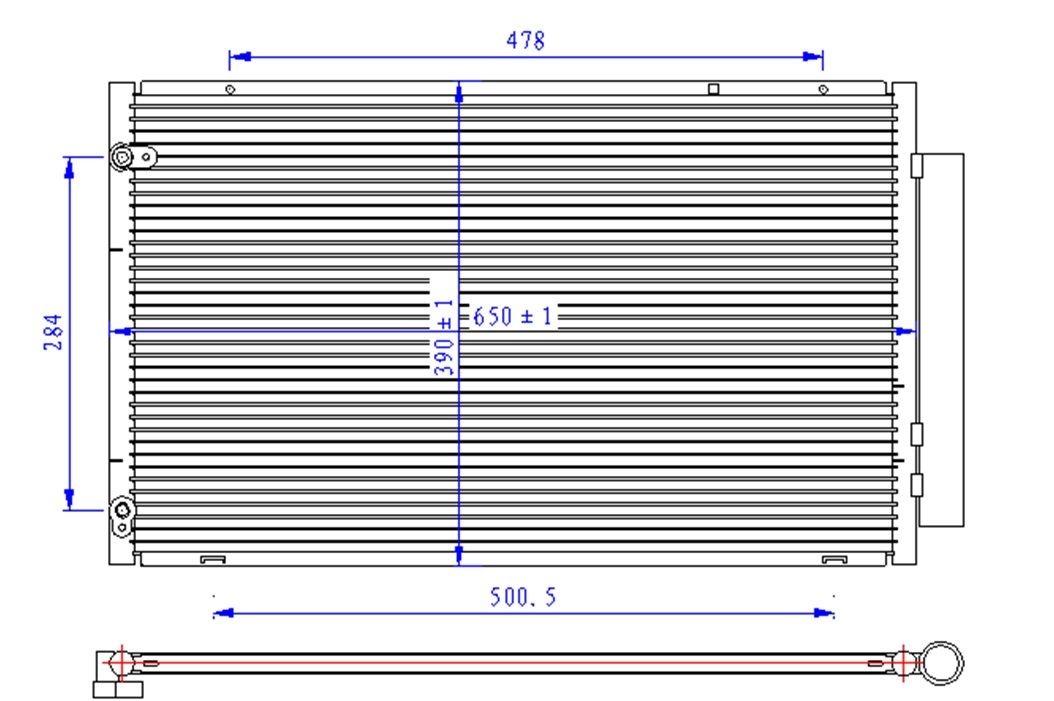 KLIMA RADYATORU AVENSIS 1.6 3ZZ 03=>     BENZINLI  -  610x370x16 88450-05100