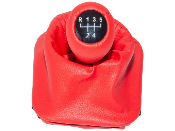 Topuzlu Vites Körüğü E30 -5 İleri- Man.Şanz; (Kırmızı; Suni Deri) - ---