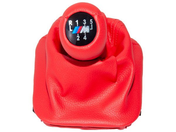 Topuzlu Vites Körüğü E30 -5 İleri- Man.Şanz; (Kırmızı; Suni Deri) -///M- - ---