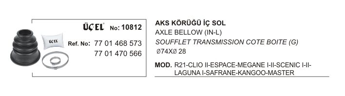 AKS KÖRÜĞÜ İÇ SOL 10812 CLIO II MEGANE I II SCENIC I II LAGUNA I KANGO