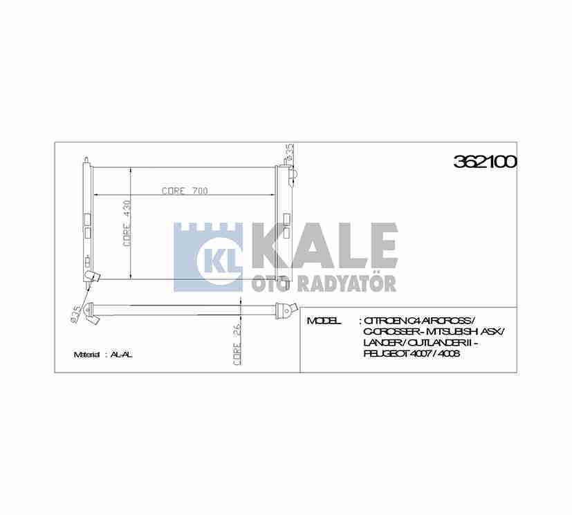 Radyatör Su Lancer 08=> / Asx 10=> / Outlander 06-13 / Peugeot 4007-4008 Hdı 698X408X26 (At/Mt) Brazıng 1350A050