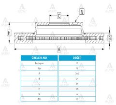 Fren Diski Cıvıc  92-95 / Cıvıc  96-00 1.4  / Ön Havalı 1.4-1.5 240-4 45251Sh3A00