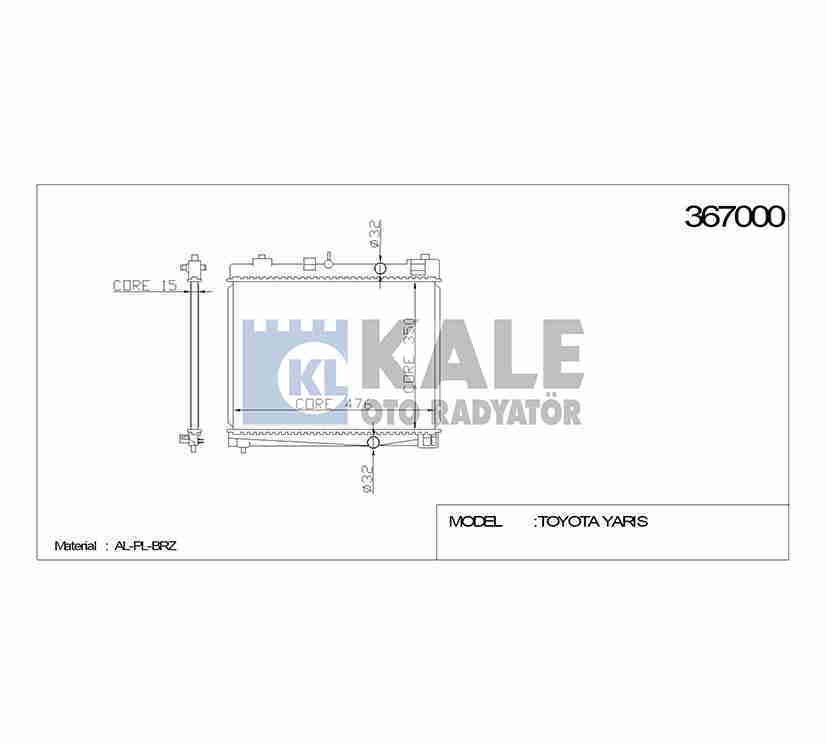 Radyatör Su Yarıs 06-14 Benzinli 1.0 - 1.3 (Mt) Brazıng 1640023170