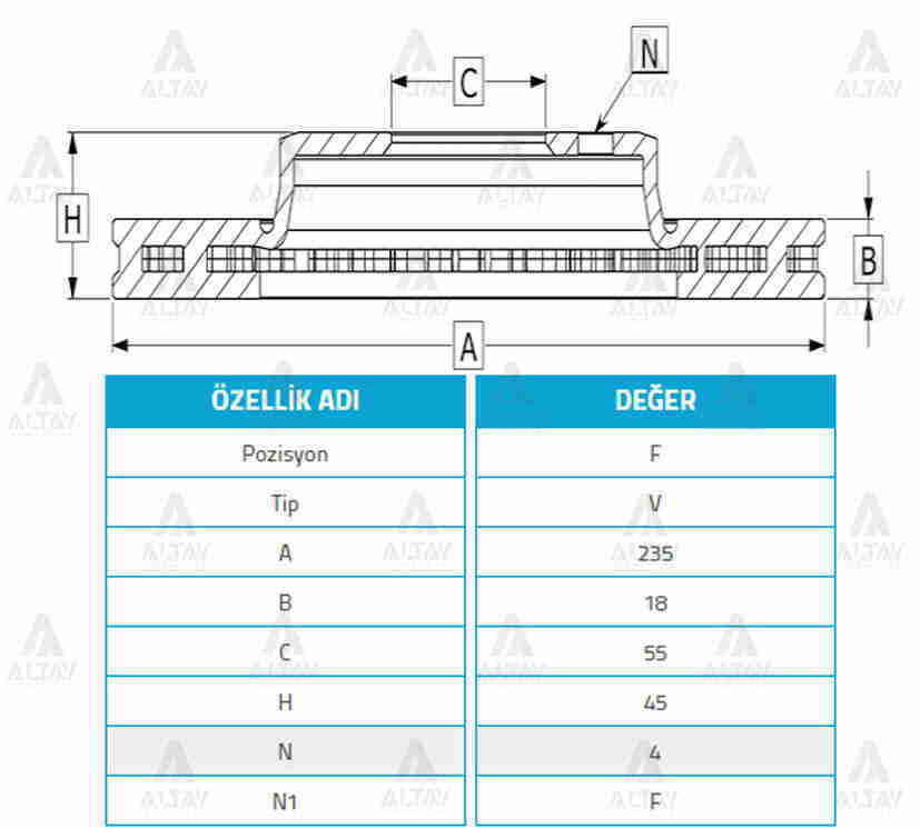 Fren Diski 323 90-95 B6 / 121 90-93 / Ön Havalı 235-4 Na013325X