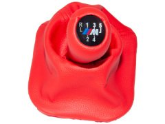 Topuzlu Vites Körüğü E34 -5 İleri- Man.Şanz; (Kırmızı; Suni Deri) -///M- - 25111221529RD