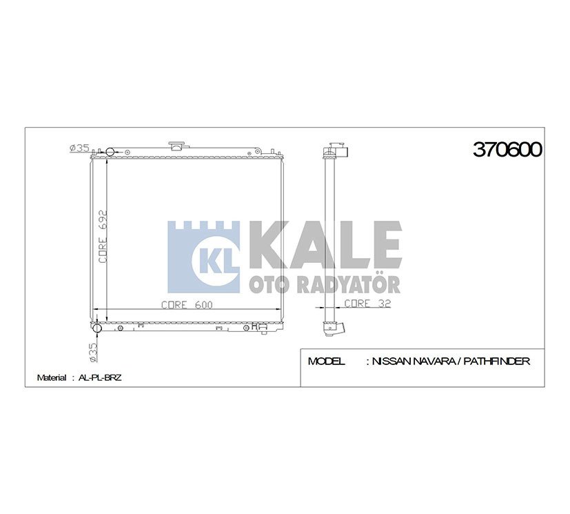 Radyatör Su Pıckup 06=> Navara 32Mm (At) Brazıng