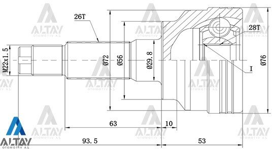 Aks Kafası Dış 323 98-02 / Zl 28X56X26 Fa5822510B
