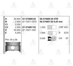 Piston Segmanlı Corolla 1.6L Enj. /  92-00 /  81.00Mm / 4Afe / 0.50 8772071050