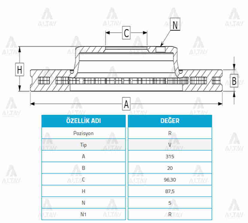 Fren Diski Sorento 02-06 / Arka Düz 315-5 584113E300