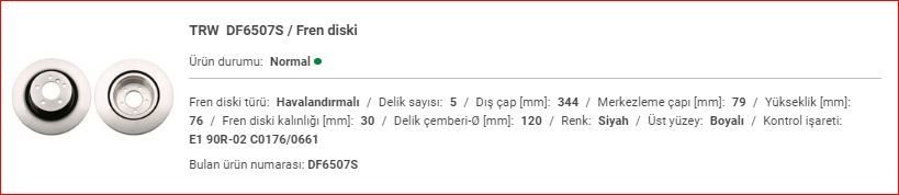 RANGE ROVER VOUGE 3.6 TDV8 ÖN DİSK ADET SDB500182