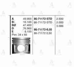 Piston Segmansız Sorento 09=> 2.2 Crdi D4Hb. 0.50 8671172 050