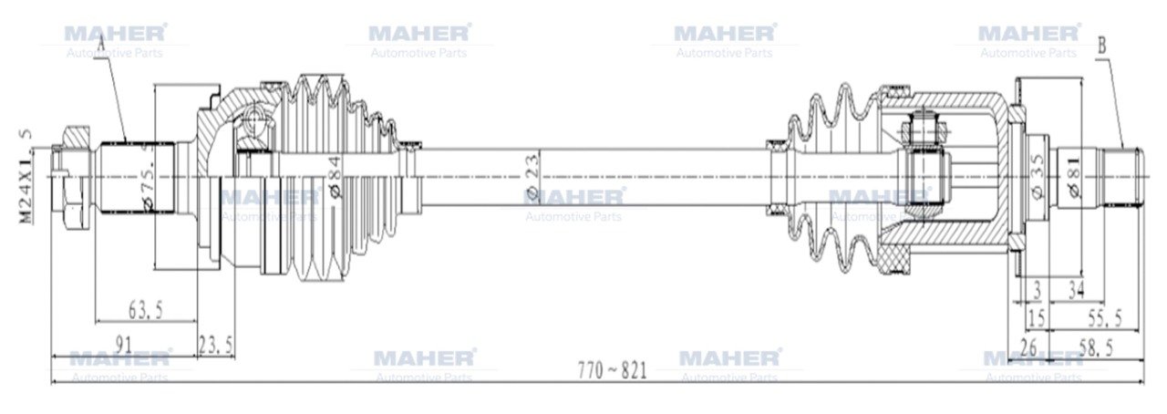 Aks Komple Arka Crv 07-11 / Sol A-T 2.0 770Mm