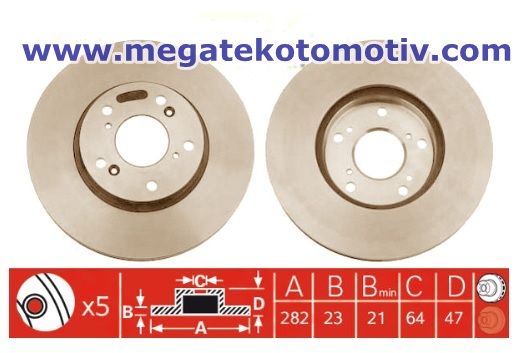 FREN DISKI ON CIVIC 1.6 06-  / CRV 02-06     282mm 45251-S7A-N10 / 45251-SCA-E00 / DF4486rnrnrn