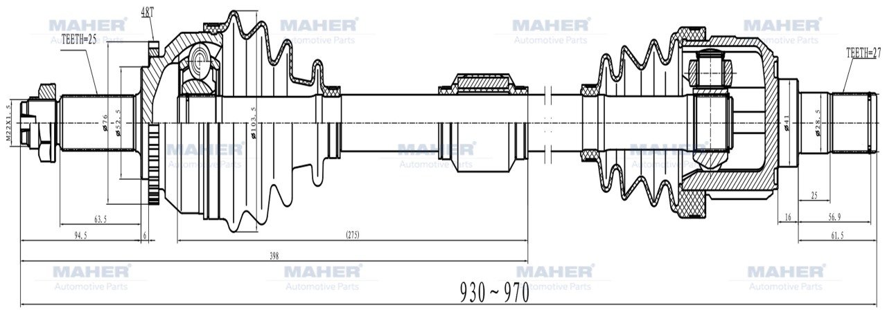 Aks Komple Ön Accent 11=> Blue / Dizel Sağ M-T 1.6 Absli 48 Diş 930Mm 495011R200