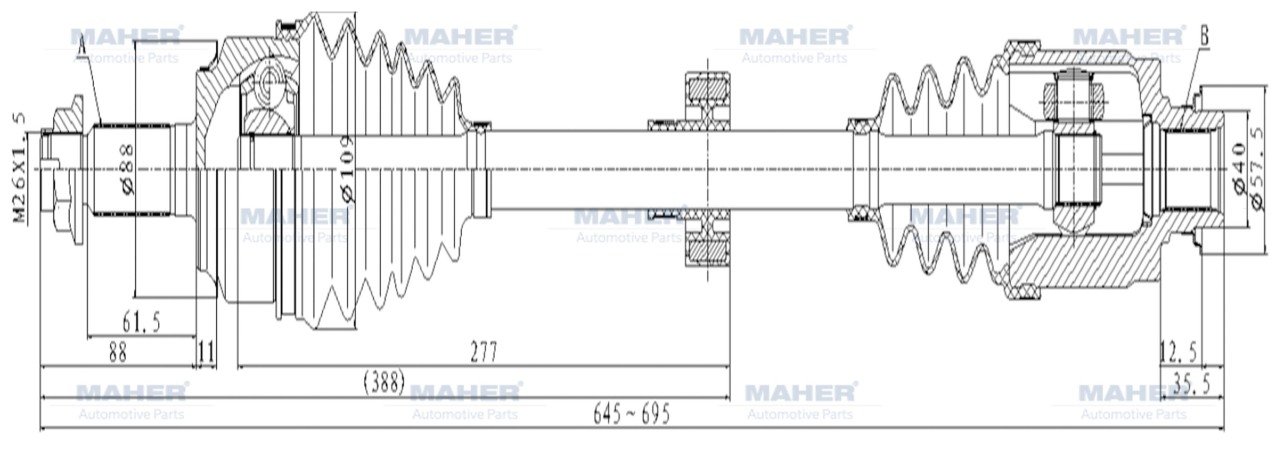 Aks Komple Ön Accord 08-15 / Sağ Benzinli A-T 2.0 645Mm 44305Tl1E00