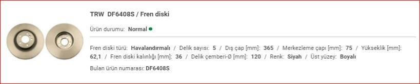 BMW X5-X6 ÖN DİSK ADET 34116886481