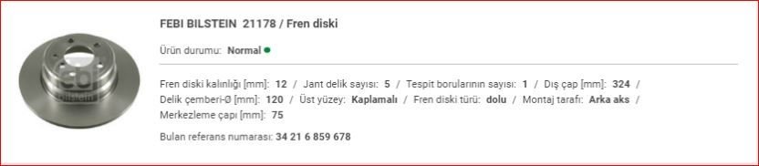 BMW X5 E53 ARKA DİSK (ADET) 34216859678