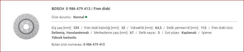 M.BENZ W221 ÖN DİSK DELİKLİ (ADET) A2214211712