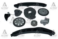 EKSANTRİK ZİNCİR SETİ + YAĞ POMPA ZİNCİR SETİ GOLF / JETTA / PASSAT / TOURAN / TIGUAN / SCIROCCO 04-08 BAG-BLF-BLP-BKG 1.6 FSI , 07-08 CAXA 1.4 TSI (9 PARÇA) 03C198229B
