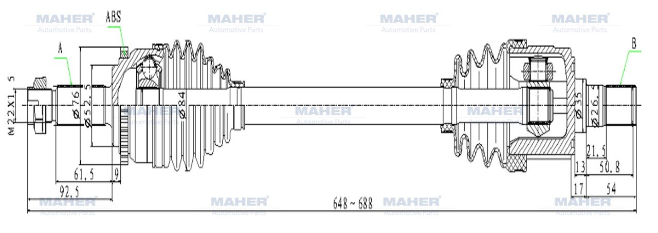 Aks Komple Ön I-10 13-18 / Benzinli A-T 1.0 Sol Absli 48 Diş 648Mm 49500B9000