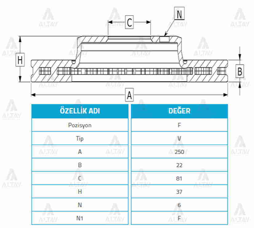 Fren Diski Pıckup 86-98 D-21 / 98-06 D-22 / Ön Havalı 250-6 4020601G03